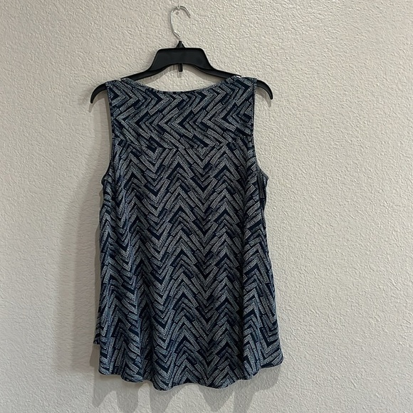 Style & Co Navy Blue White Sleeveless Tank Top Sz 0X (12) Button Down Flowy - Picture 7 of 8